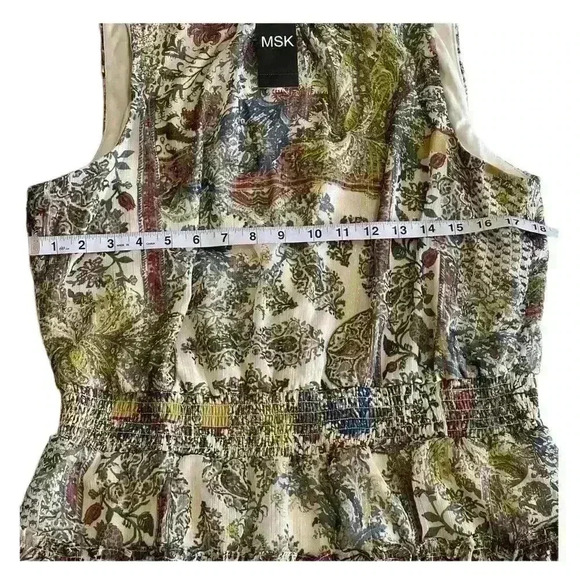 MSK Womens Printed Smocked Waist Tired Dress Multicolor Size XL Ruffle Chiffon - Picture 13 of 14